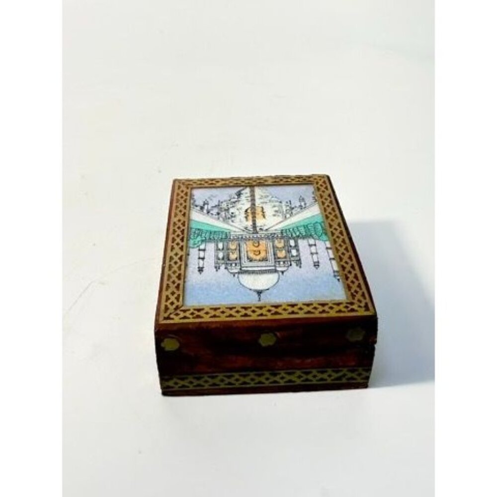 Inlay Wood Trinket Ring Souvenir Box Taj Mahal Wooden Sand Art Agra Traditional - Picture 8 of 16